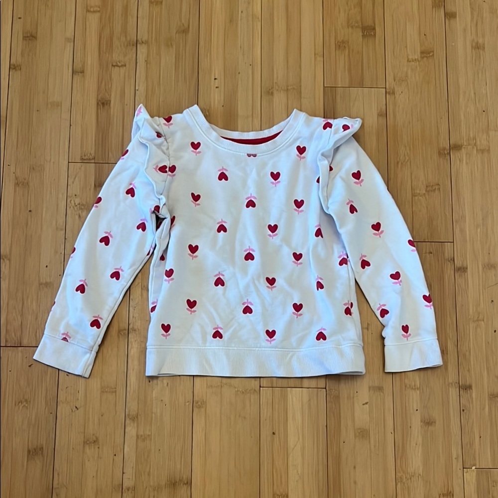 Kids White and Red Heart Print Top